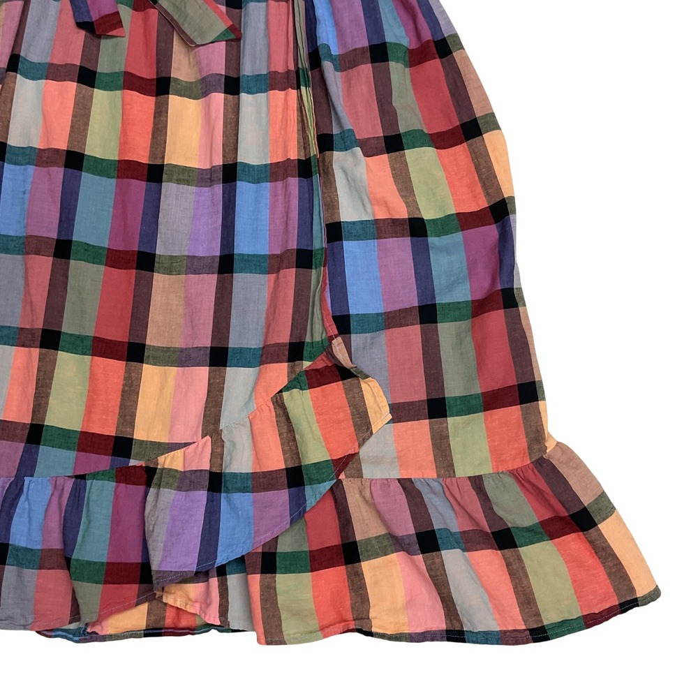 Lane Bryant Women's Plaid Print Madras Faux Wrap Boho Ruffle Midi Sundress Sz 18 - Picture 3 of 10